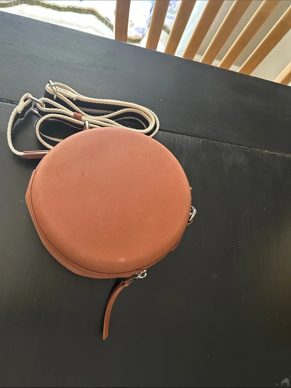 Universal Thread Round Brown Crossbody Bag with Black Adjustable Strap